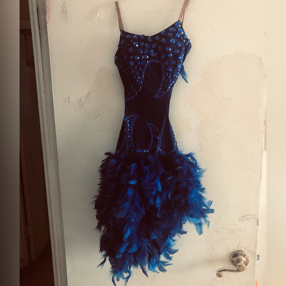 Gorgeous Latin dancing blue dress, Junior/woman S